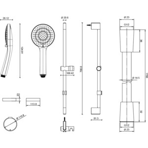 Душевой гарнитур Jacob Delafon Elite с мыльницей, хром (E32910-CP)