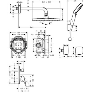 Душевая система Hansgrohe Crometta E 240 со смесителем (27957000)