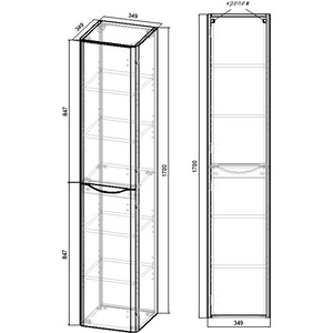 Шкаф-пенал Vincea Paola 35х170 V.Oak (VSC-2P170VO-R)