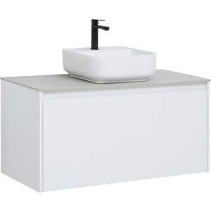 Тумба под раковину Aquanet Nova Lite 100 один ящик, белый глянец/серая (242580)