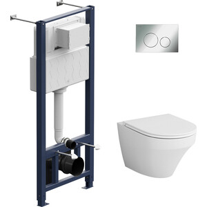 Комплект унитаза Am.Pm Inspire Pro с инсталляцией, клавиша хром, сиденье микролифт (C501700WH, C507853WH, I012704.9051)