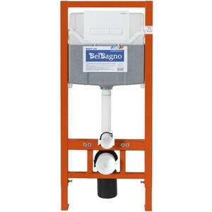 Инсталляция для унитаза BelBagno Marmi с кнопкой смыва, белая (BB001-120, BB009-MR-BIANCO)
