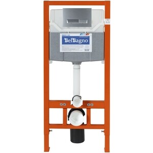 Инсталляция для унитаза BelBagno Marmi с кнопкой смыва, матовый хром (BB001-120, BB011-MR-CHROME.M)