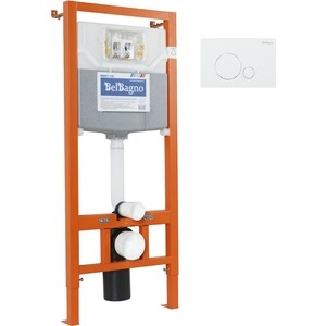 Инсталляция для унитаза BelBagno Sfera с кнопкой смыва, белая (BB001-120, BB014-SR-BIANCO)