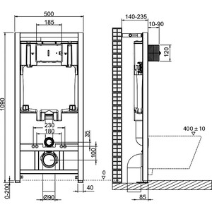 Инсталляция для унитаза BelBagno Marmi с кнопкой смыва, белая (BB002-80, BB009-MR-BIANCO)