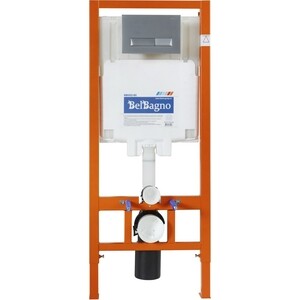 Инсталляция для унитаза BelBagno Marmi с кнопкой смыва, матовый хром (BB002-80, BB011-MR-CHROME.M)