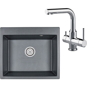 Кухонная мойка и смеситель Granula GR-6001 шварц, Lemark Comfort LM3061C