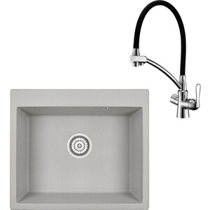 Кухонная мойка и смеситель Granula GR-6001 базальт, Lemark Comfort LM3070C