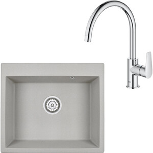 Кухонная мойка и смеситель Granula GR-6001 базальт, Grohe BauEdge 31367001