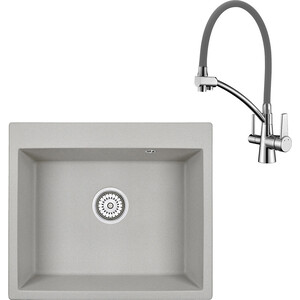 Кухонная мойка и смеситель Granula GR-6001 базальт, Lemark Comfort LM3071C-Gray