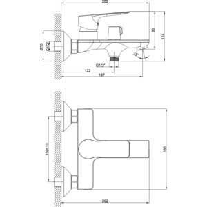 Смеситель для ванны Rossinka хром (RS27-30)