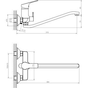 Смеситель для ванны Rossinka хром (RS29-34)