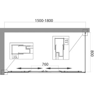 Душевой уголок BelBagno Unique AH-21 180-150х80 прозрачный, хром (UNIQUE-AH-21-150/180-80-C-Cr)