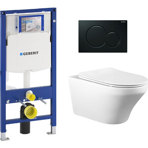 Комплект унитаза Vincea Edge-M с инсталляцией, кнопкой и сиденьем микролифт (VT1-37, 111.300.00.5, 115.770.DW.5)