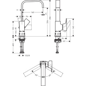 Смеситель для раковины Hansgrohe Metropol с донным клапаном, бронза (32511140)
