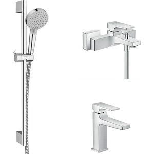 Комплект смесителей Hansgrohe Metropol с душевым гарнитуром, хром (32540000, 32507000, 26275000)