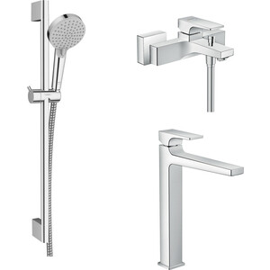 Комплект смесителей Hansgrohe Metropol с душевым гарнитуром, хром (32540000, 32512000, 26275000)