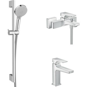 Комплект смесителей Hansgrohe Metropol с душевым гарнитуром, хром (74540000, 32507000, 26275000)