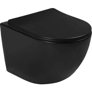 Унитаз подвесной безободковый Vincea Globo с тонким сиденьем микролифт, черный (VT1-14SMB)