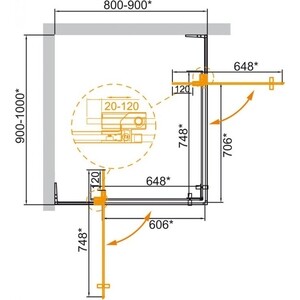 Душевой уголок Cezares Slider AH-2 100-90х90-80 прозрачный, черный (SLIDER-AH-2-80/90-90/100-C-NERO)
