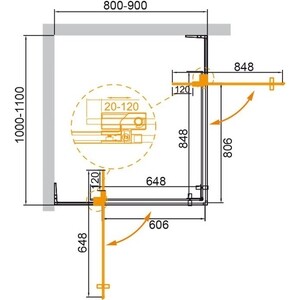 Душевой уголок Cezares Slider AH-2 110-100х90-80 прозрачный, хром (SLIDER-AH-2-80/90-100/110-C-Cr)