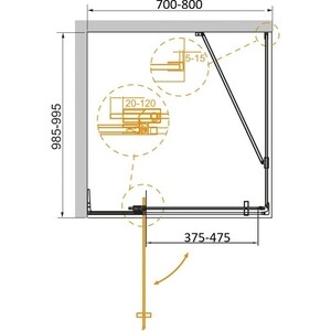 Душевой уголок Cezares Slider AH-1 80-70x100 тонированный, черный (SLIDER-AH-1-100-70/80-GRIGIO-NERO)