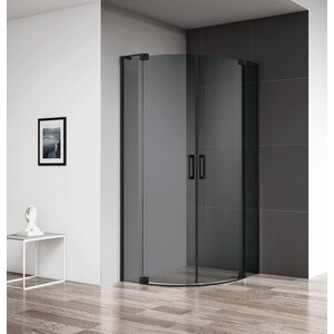 Душевой уголок Cezares Slider R-2 100-90x100-90 тонированный, черный (SLIDER-R-2-90/100-GRIGIO-NERO)