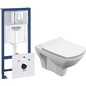 Комплект унитаза Cersanit Carina XL Clean On DPL EO slim с инсталляцией и сиденьем микролифт (S-MZ-CARINA-XL-COn-S-DL-w, 38775001)