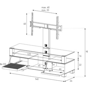 Тумба под телевизор Sonorous MD 8143 B-INX-CWN
