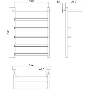 Полотенцесушитель водяной ZOX Трапеция ЛЦ 50х80 с полкой (4640030863006)