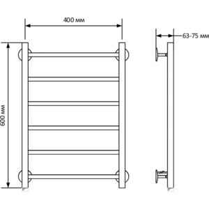 Полотенцесушитель электрический ZOX Прямой ЛЦ 40х60 левый (4630077963227)