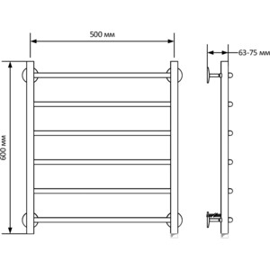 Полотенцесушитель электрический ZOX Дуга ЛЦ 50х60 правый (4630077963319)