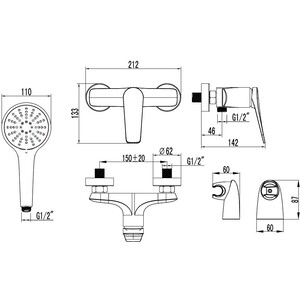 Смеситель для душа Lemark Bronx черный (LM3703BL)