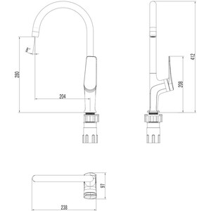 Смеситель для кухни Lemark Bronx высокий, графит (LM3705GM)