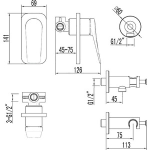 Гигиенический душ Lemark Bronx с гигиенической лейкой, встраиваемый, графит (LM3719GM)