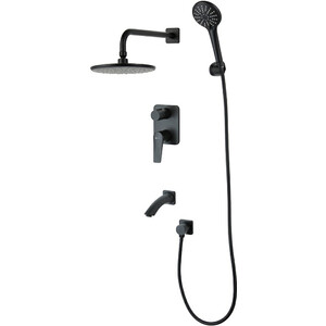 Душевая система Lemark Bronx 3 режима, с изливом, черный (LM3722BL)