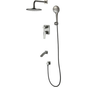 Душевая система Lemark Bronx 3 режима, с изливом, графит (LM3722GM)