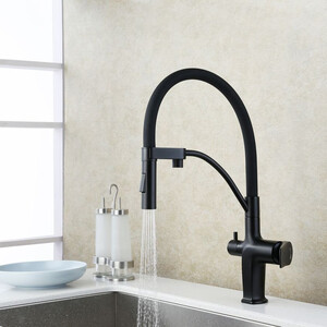 Смеситель для кухни Lemark Bronx с гибким изливом, под фильтр, черный (LM3761BL)