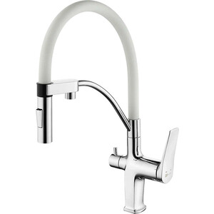 Смеситель для кухни Lemark Comfort с гибким изливом, под фильтр, белый (LM3074C-White)