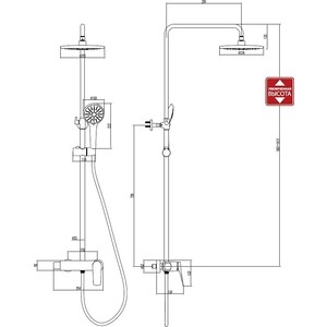 Душевая система Lemark Bronx с верхним душем, 3 режима, графит (LM3760GM)