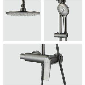 Душевая система Lemark Bronx с верхним душем, 3 режима, графит (LM3760GM)