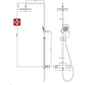 Душевая система Lemark Bronx с термостатом с верхним душем, графит (LM3770GM)