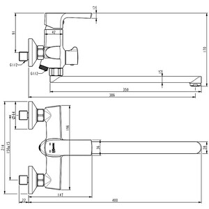 Смеситель для ванны Lemark Ursus черный (LM7251BL)
