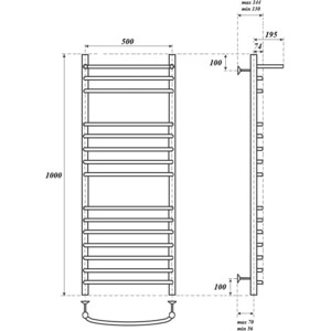 Полотенцесушитель электрический Point П14 500х1000 с полкой хром (PN05150SPE)