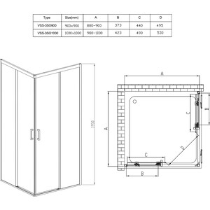 Душевой уголок Vincea Soft VSS-3SO 90х90 прозрачный, хром (VSS-3SO900CL)
