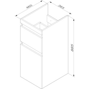 Тумба с раковиной Am.Pm X-Joy 40 правая с 2 ящиками, белый глянец (M85AFSX0402WG, M85AWPR1001WG)