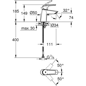 Смеситель для раковины Grohe Eurosmart хром (23967003)