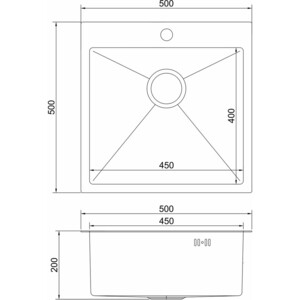 Кухонная мойка Mixline Pro 50х50 черный графит (4630099745672)