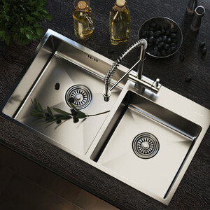 Кухонная мойка Mixline Pro 72х40 двухчашевая, сатин (4630099745771)