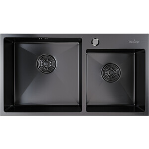 Кухонная мойка Mixline Pro 72х40 двухчашевая, черный графит (4630099745788)